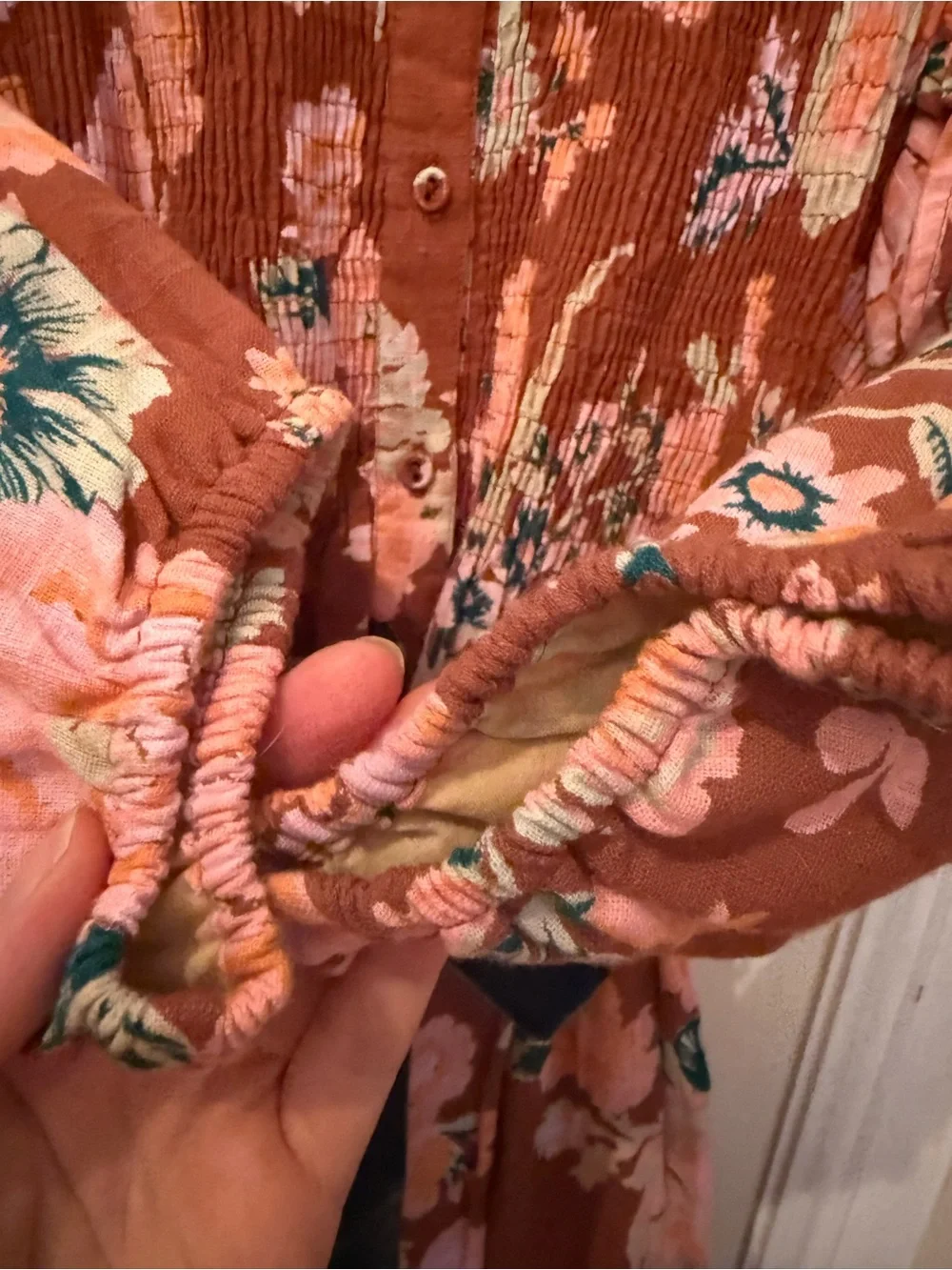 BONJOUR DIARIES Girls' Rust Floral Dress with Pink Blooms sz 10